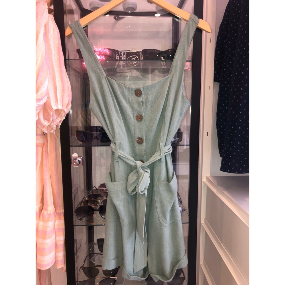 LUSH COCONUT BUTTON ROMPER | Sage - Picture 5 of 5